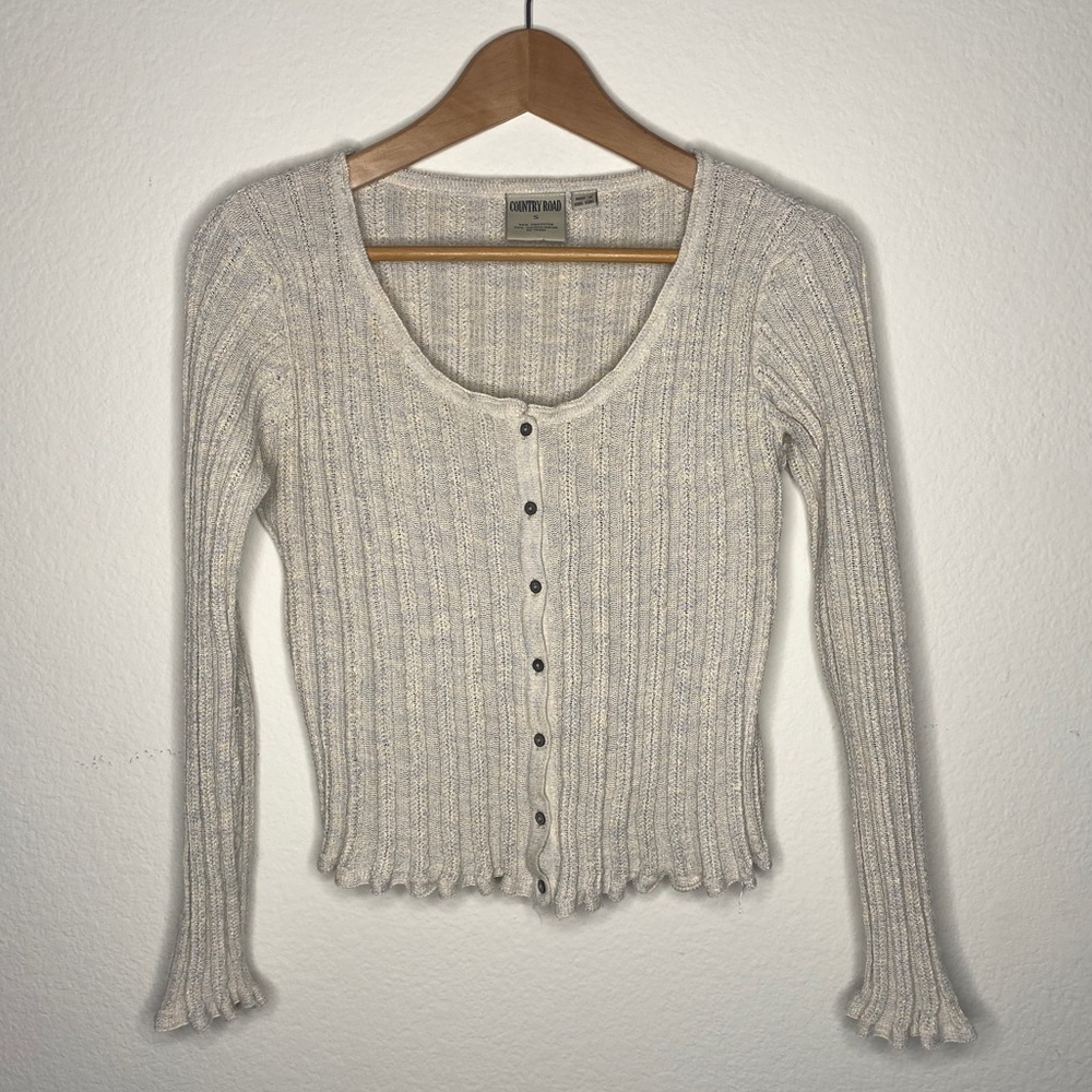 Country Road Cropped Ribbed Long Sleeve w Buttons